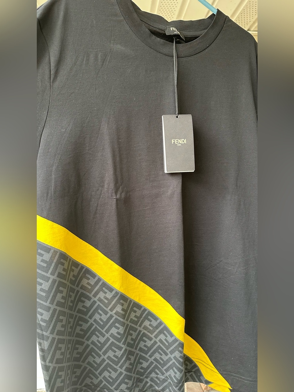 Fendi Black with Yellow Trim and Gray FF Logo Panel Skirt
